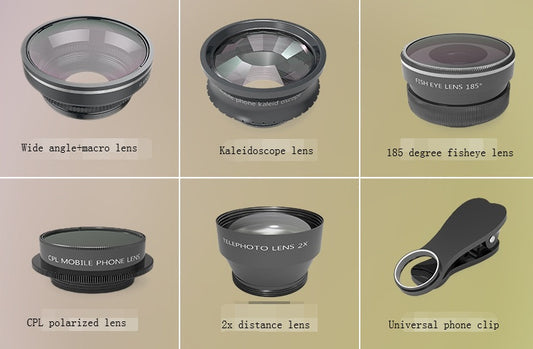 New mobile lens photography special effect lens suit MX-606 kaleidoscope fish eye wide angle polarizing lens