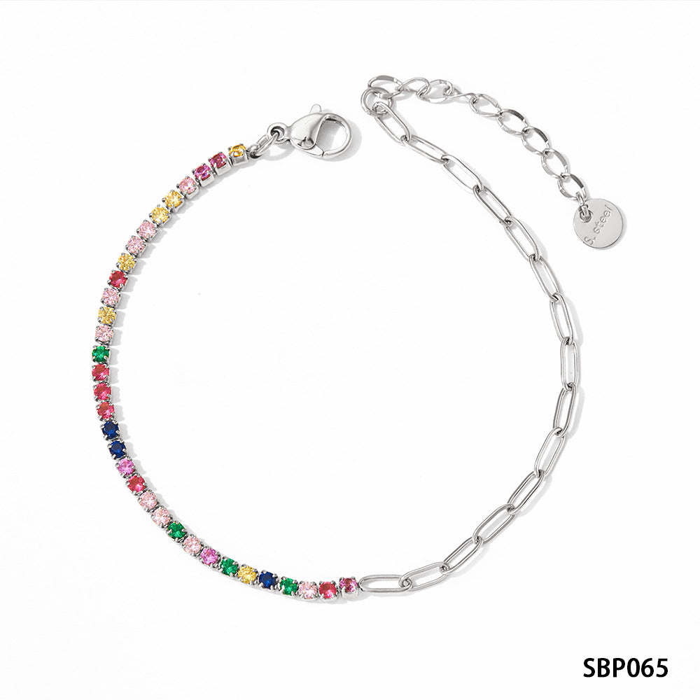 Stainless Steel Zircon Bracelet European And American PVD Vacuum Gold Plated