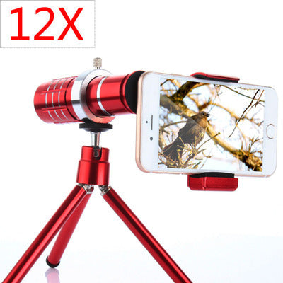 Compatible With , 12 Times Mobile Phone Lens Chinese Red 12X Telescope Photography Long Focus Lens Camera Phone Accessories