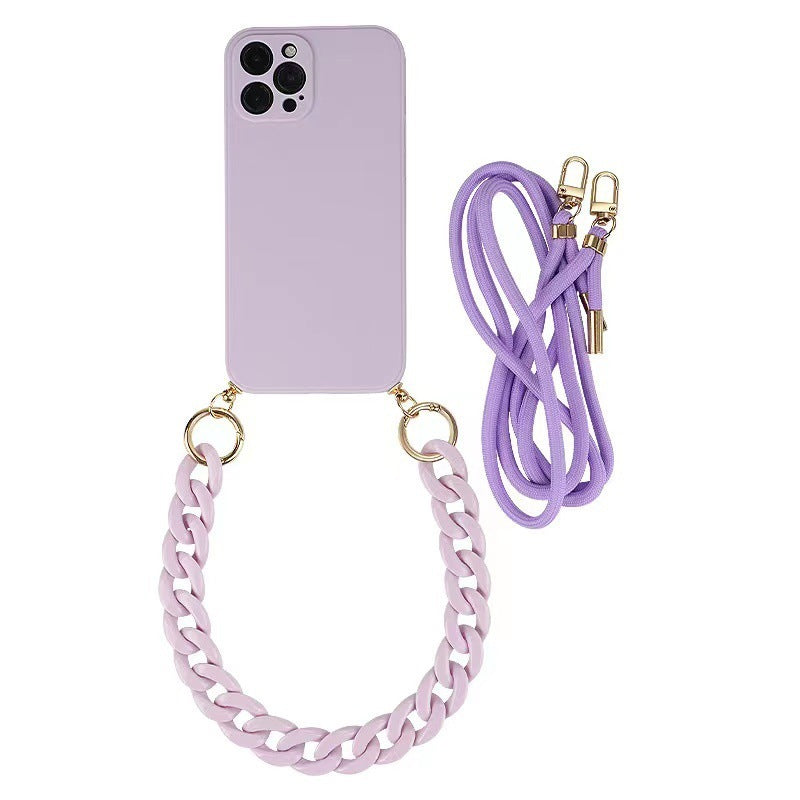 Solid Color Crossbody Rope Suitable For IPhone15promax Phone Case 13 Bracelet 14pro Drop-resistant Soft 1112