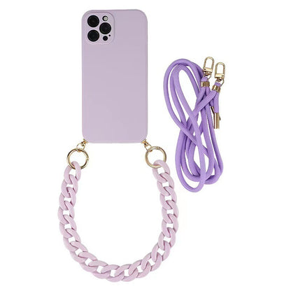 Solid Color Crossbody Rope Suitable For IPhone15promax Phone Case 13 Bracelet 14pro Drop-resistant Soft 1112