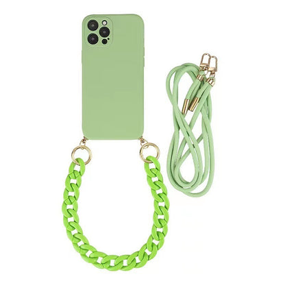 Solid Color Crossbody Rope Suitable For IPhone15promax Phone Case 13 Bracelet 14pro Drop-resistant Soft 1112