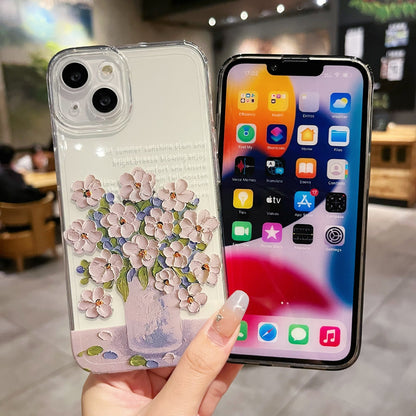 New Simple Little Flower Transparent Protective Cover Phone Case