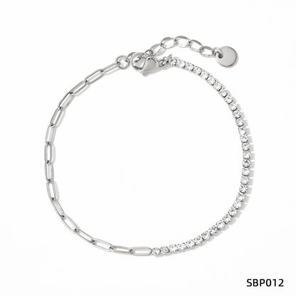 Stainless Steel Zircon Bracelet European And American PVD Vacuum Gold Plated