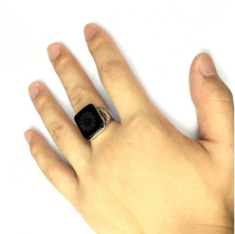 Black Onyx Men's Silver Ring