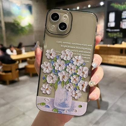 New Simple Little Flower Transparent Protective Cover Phone Case