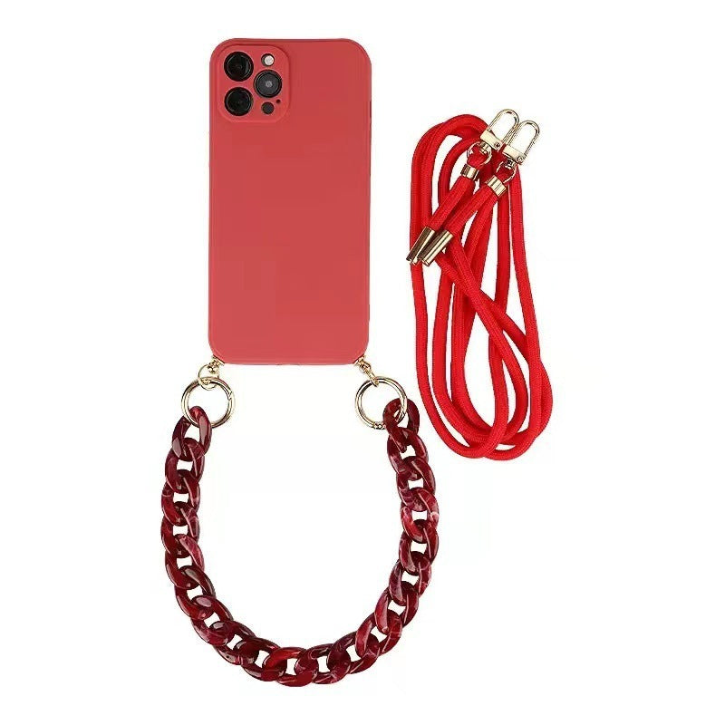 Solid Color Crossbody Rope Suitable For IPhone15promax Phone Case 13 Bracelet 14pro Drop-resistant Soft 1112
