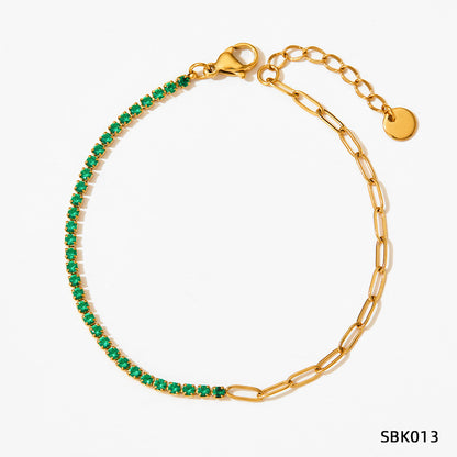 Stainless Steel Zircon Bracelet European And American PVD Vacuum Gold Plated