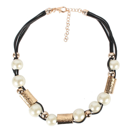 Fashion Jewelry Large Pearl Braided Necklace