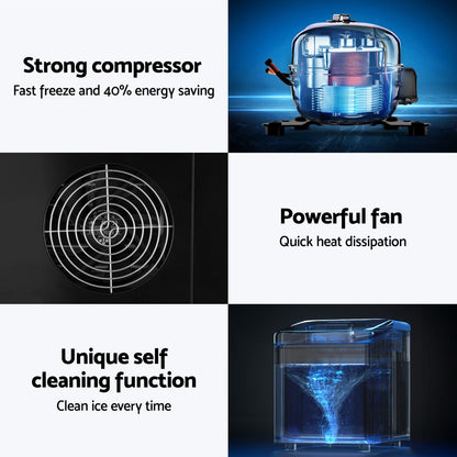 DEVANTI 3.2L Portable Ice Cube Maker Machine Benchtop Counter Black