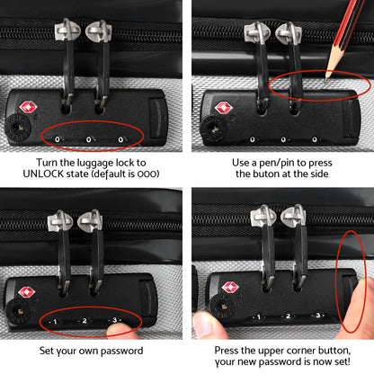 Wanderlite 20" 28" Luggage with TSA Lock Spinner Travel Suitcase Carry On Hard Shell Luggage Case White