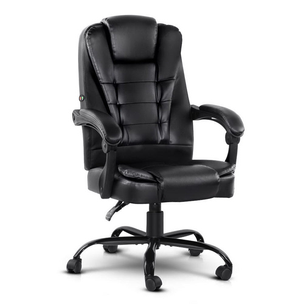 Artiss Massage Office Chair Executive Computer Gaming Chairs Black PU Leather