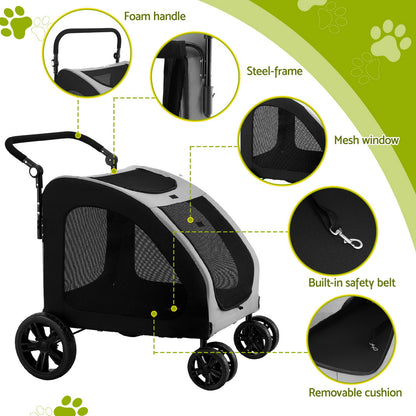 i.Pet Pet Stroller Dog Pram Large Carrier Cat Travel Foldable Strollers 4 Wheels Trolley