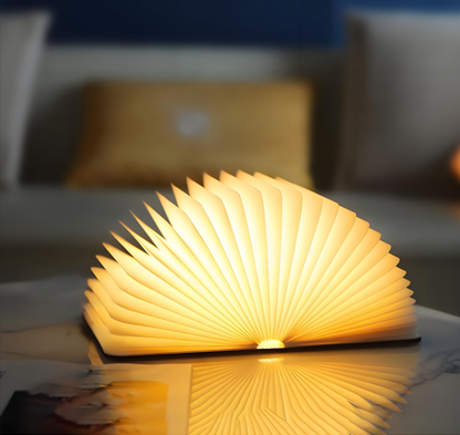 Christmas giftsRechargeable LED Book Night Light: Creative Folding Wooden Lamp with Magnetic Design for Bedrooms & Gifting(Walnut Black,S)