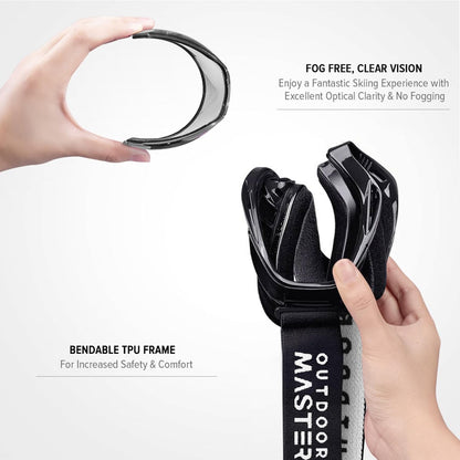 OutdoorMaster OTG Ski Goggles - Over Glasses Ski/Snowboard Goggles for Men, Women & Youth - 100% UV Protection-OM-5