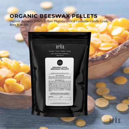 Orku 100g Organic Beeswax Pellets Yellow - Cosmetic Grade Pure Bees Wax Pastille