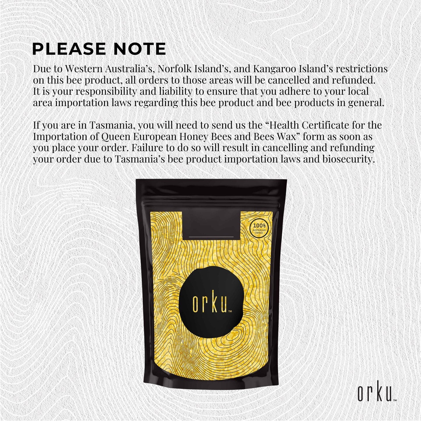 Orku 100g Organic Beeswax Pellets Yellow - Cosmetic Grade Pure Bees Wax Pastille