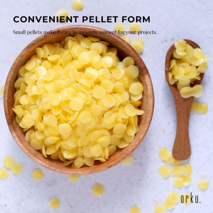 Orku 400g Organic Beeswax Pellets Yellow - Cosmetic Grade Pure Bees Wax Pastille