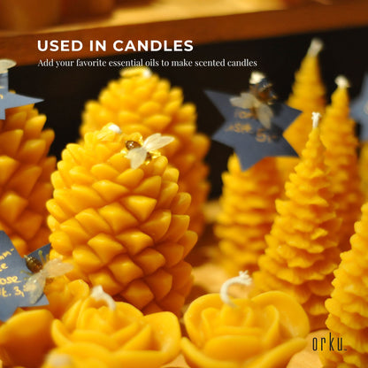 Orku 400g Organic Beeswax Pellets Yellow - Cosmetic Grade Pure Bees Wax Pastille
