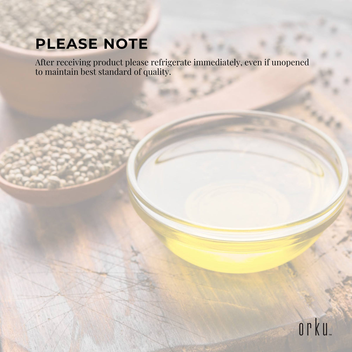 Orku 1L Organic Hemp Seed Oil - Cold Pressed Food Grade Oils