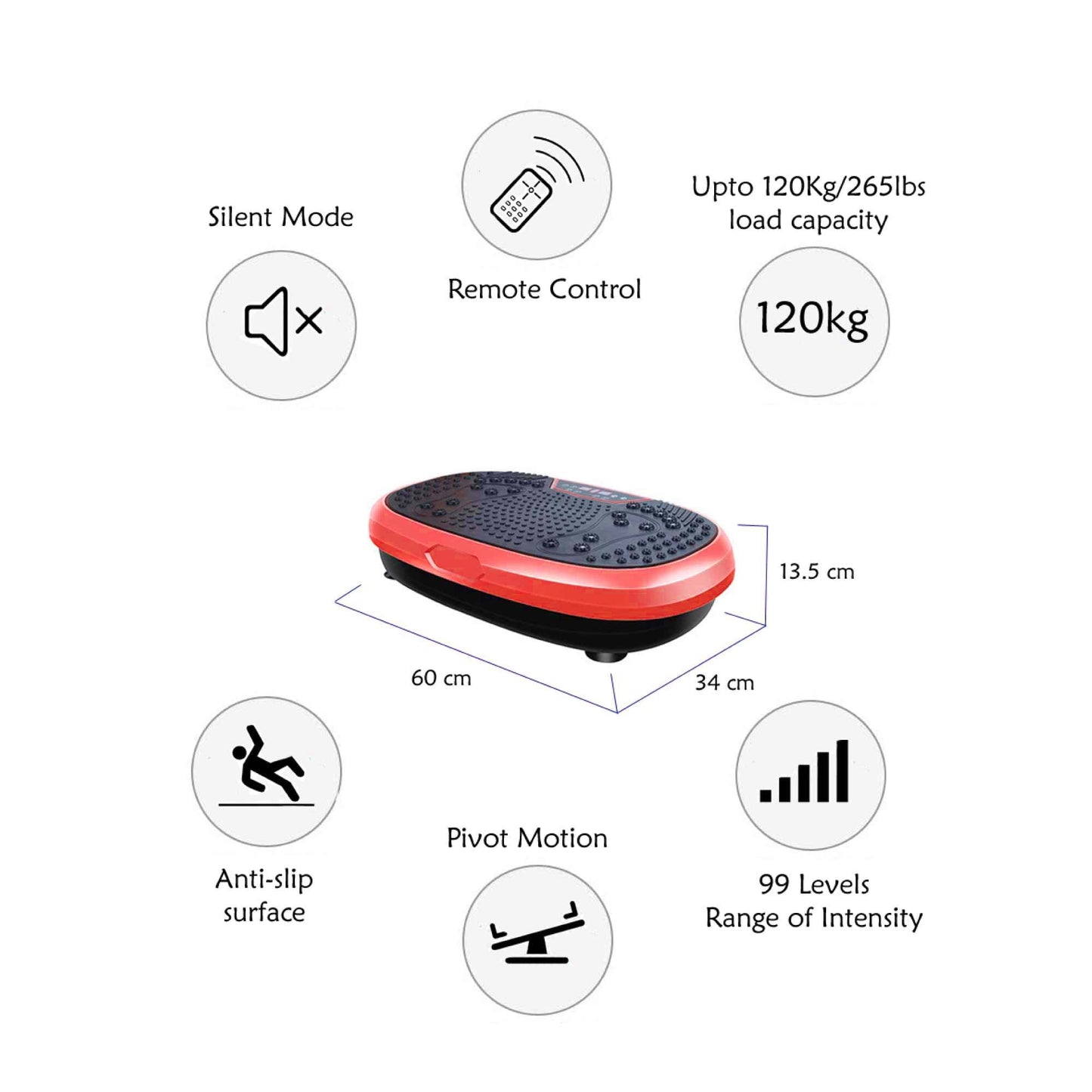 Social Hike Red Mini Vibration Plate - Vibrating Exercise Machine Platform