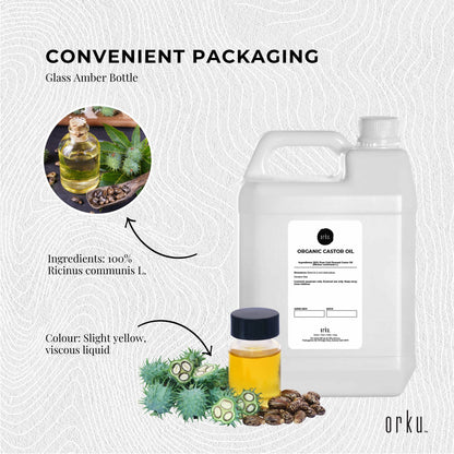 Orku 5L Organic Castor Oil - Hexane Free Cold Pressed