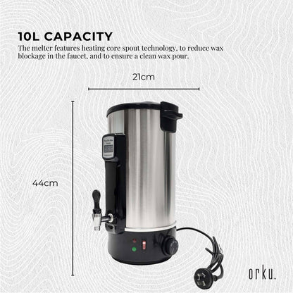 10L Orku Candle Wax Heater With Tap And Accessories - Candle Making Melter Pot