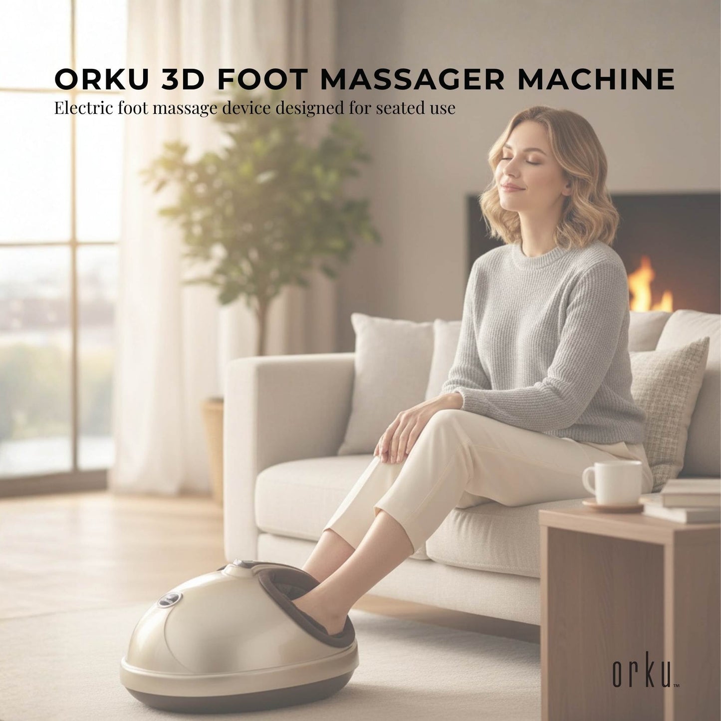 Orku 3D Foot Massager Machine - Home Heat Massage Kneading Air Compression Gold