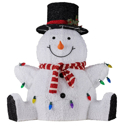 Christabelle 82cm Sitting Snowman Christmas Display with Lights