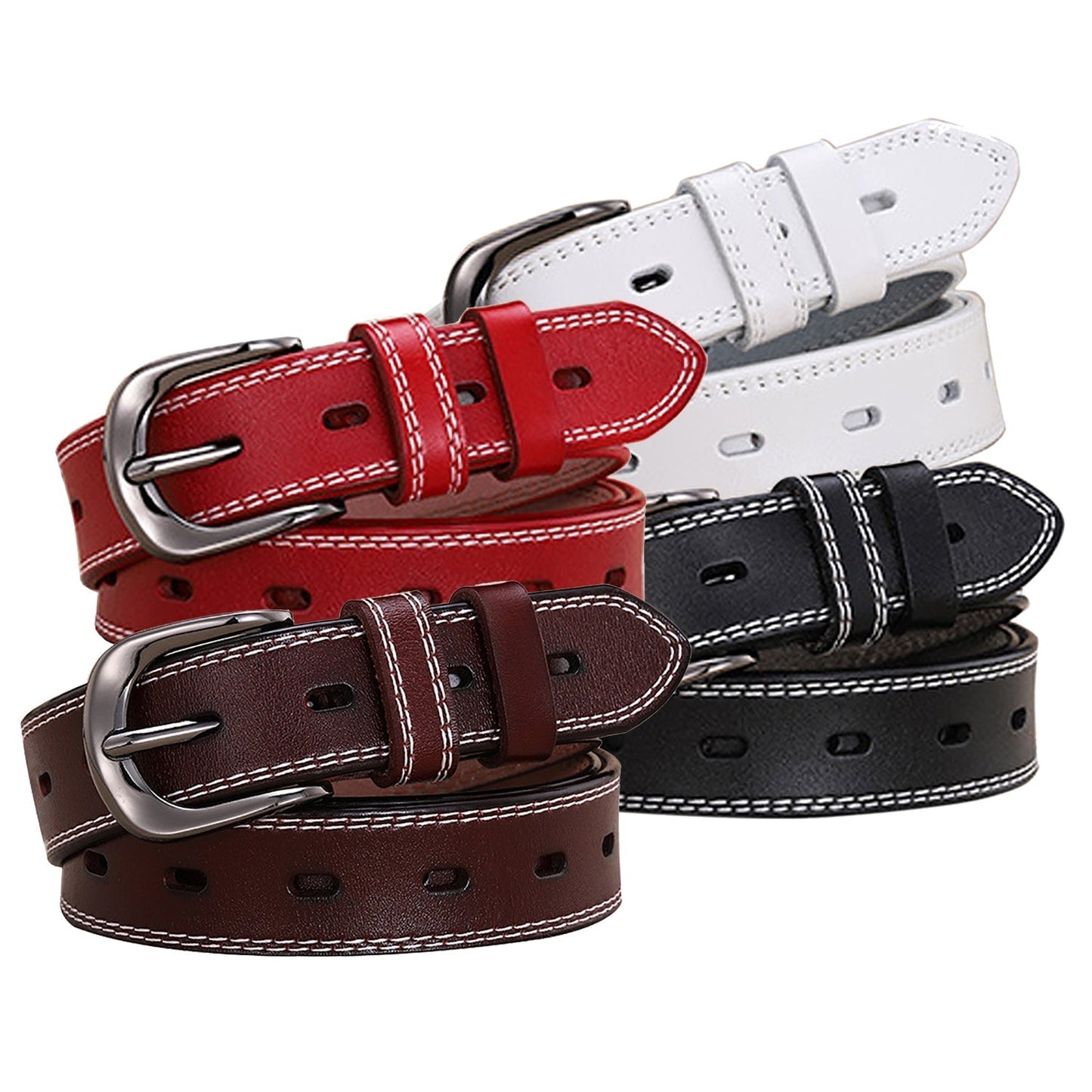 Classic Leather Belts for Women, Joyreap Genuine Leather Womens Belts Alloy Pin Buckle (Brown)