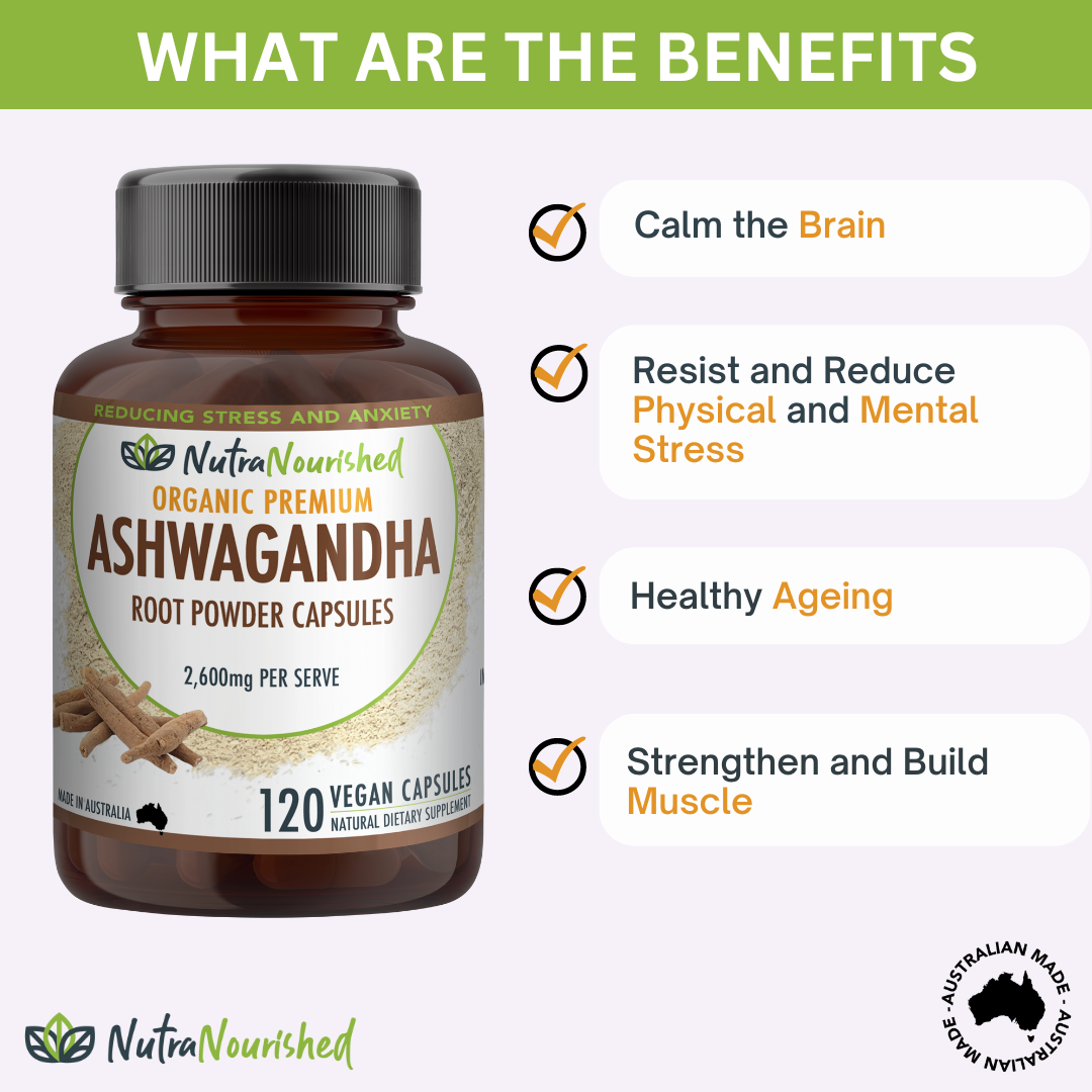 Organic Ashwagandha Capsules (vegan)- Withania Somnifera - 120 Vegan Capsules