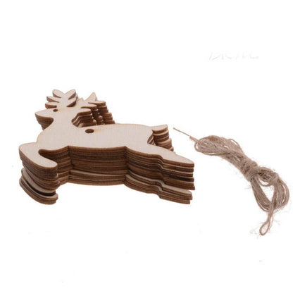 Wooden Christmas Hanging Ornament for Tree DIY Craft Decoration 10pcs - Christmas Stocking
