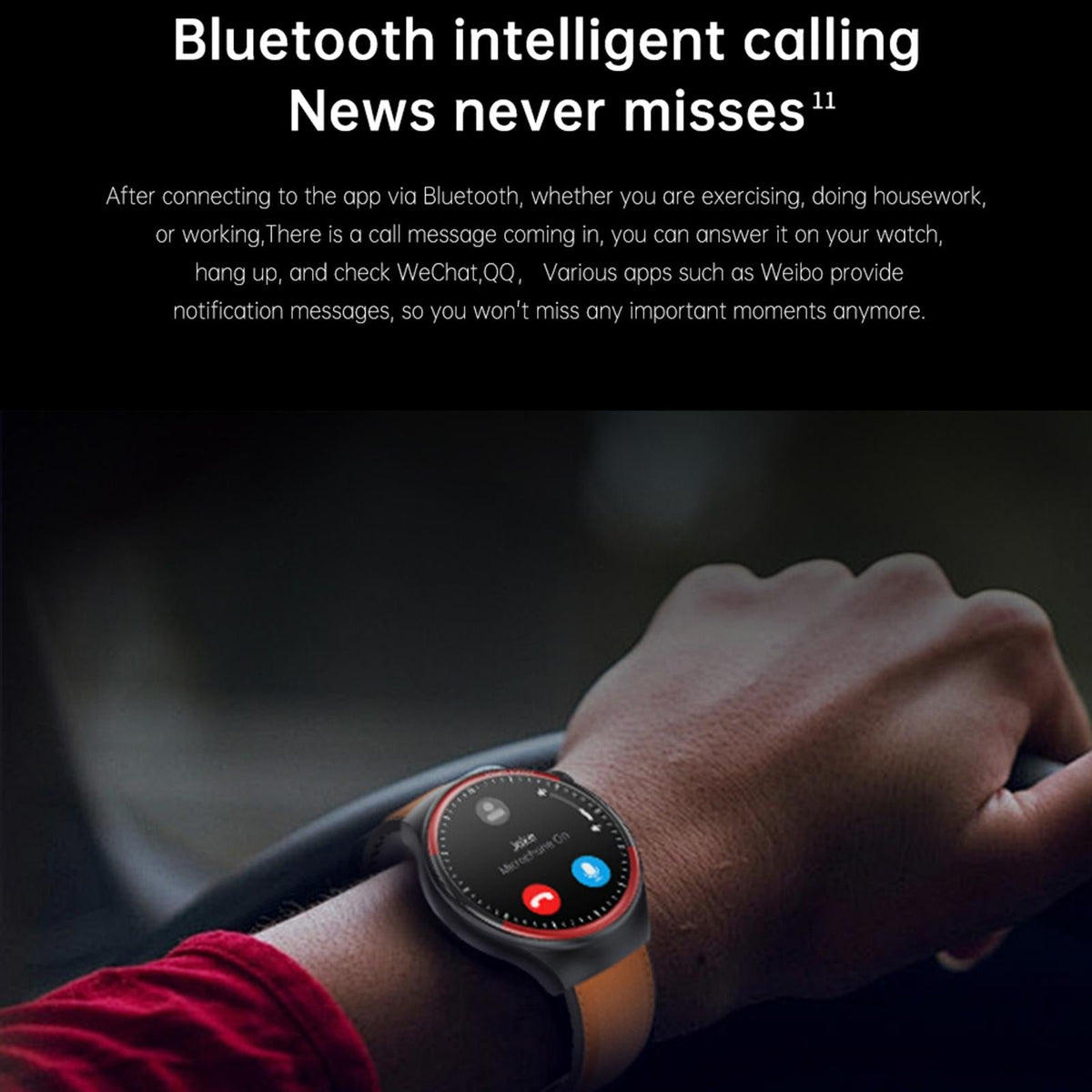 Smart Round Screen Watch With Bt Call And Health Tracking - Leather - Silicone Blue