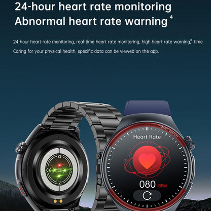 Smart Round Screen Watch With Bt Call And Health Tracking - Leather - Silicone Blue