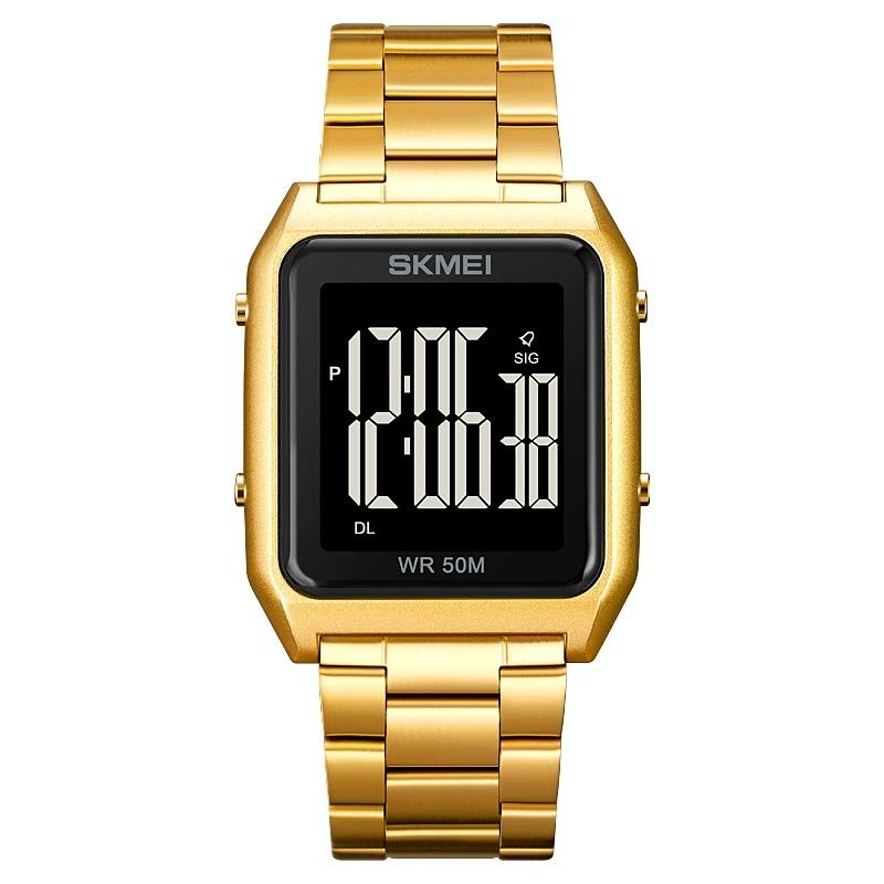Large Screen Men Multi-function Luminous Watch with Steel Belt - 1879