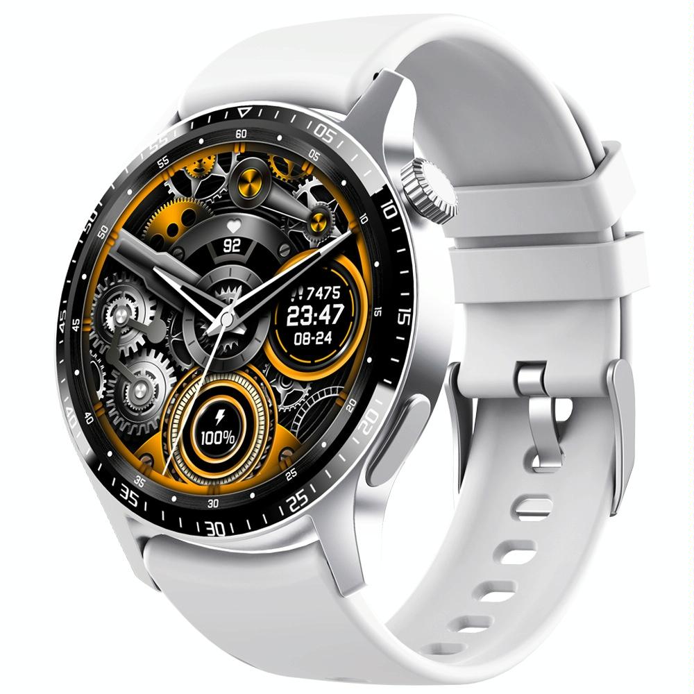 1.35 Inch Smart Watch Bluetooth Calls Health Monitoring 150+ Sports Black - Silver Gray Silicone
