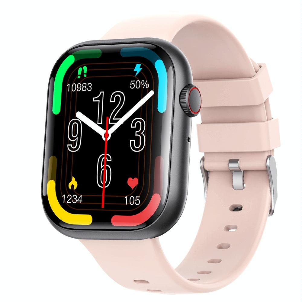 2.1 Inch Screen Smart Watch With Blood Sugar / Blood Oxygen Monitoring / Sos Alarm / 100+ Sports Modes - Black 3-Bead Steel - Black Pink