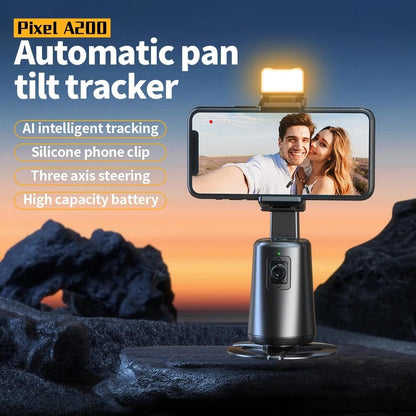 Auto Tracking Gimbal Stabilizer with Fill Light and Selfie Stick - 360 Degree Rotation - A200 Set 2
