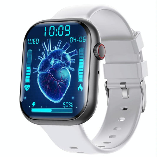 2.1 Inch Screen Smart Watch With Blood Sugar / Blood Oxygen Monitoring / Sos Alarm / 100+ Sports Modes - Black 3-Bead Steel - Black Gray