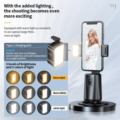 Auto Tracking Gimbal Stabilizer with Fill Light and Selfie Stick - 360 Degree Rotation - A200 Set 3