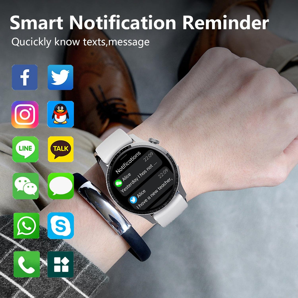 1.35 Inch Smart Watch Bluetooth Calls Health Monitoring 150+ Sports Black - Silver Milan