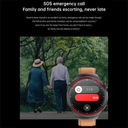 Smart Round Screen Watch With Bt Call And Health Tracking - Leather - Silicone Red