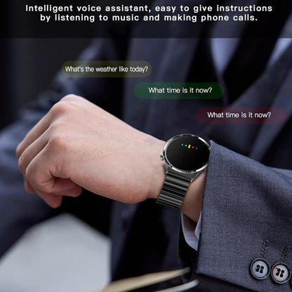 1.35 Inch Smart Watch Bluetooth Calls Health Monitoring 150+ Sports Black - Black 3-Beads Steel