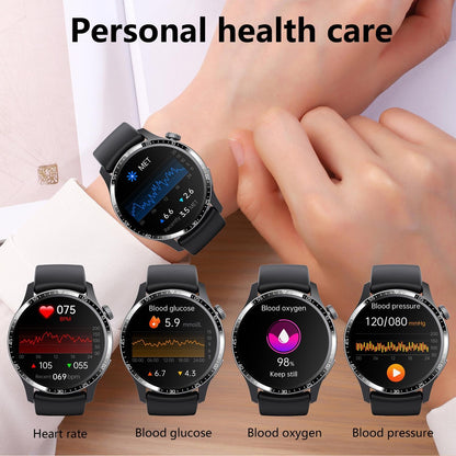 1.35 Inch Smart Watch Bluetooth Calls Health Monitoring 150+ Sports Black - Black 3-Beads Steel