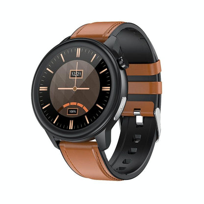 1.3 Inch Heart Rate Smart Watch Brown Leather