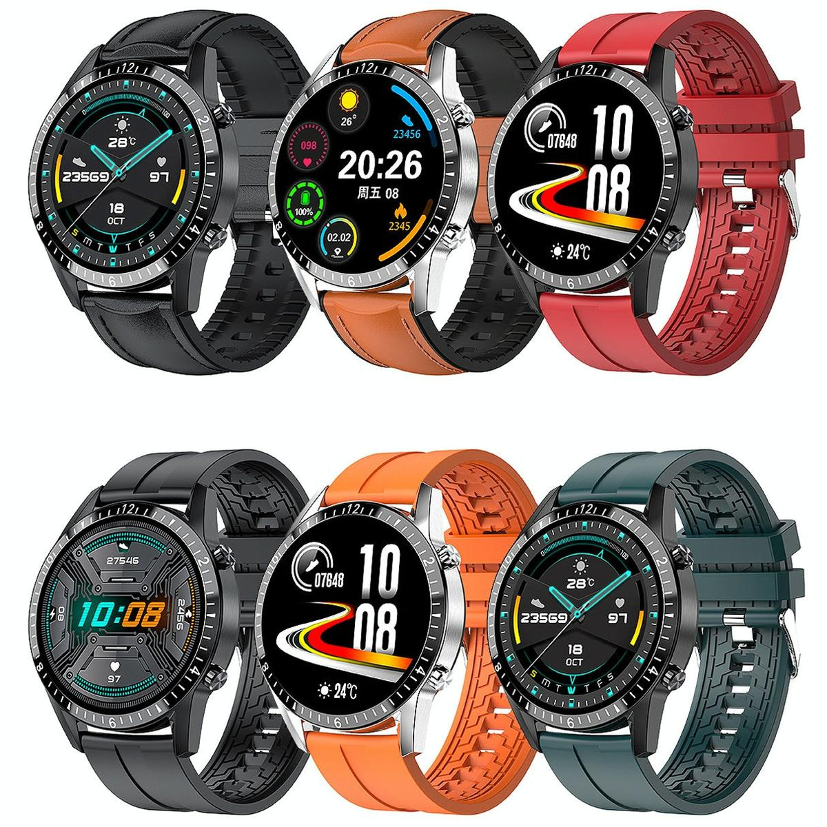 1.3 Inch Heart Rate / Blood Pressure / Blood Oxygen Monitoring Watch - Brown Leather