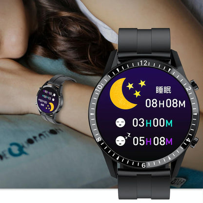 1.3 Inch Heart Rate / Blood Pressure / Blood Oxygen Monitoring Watch - Brown Leather