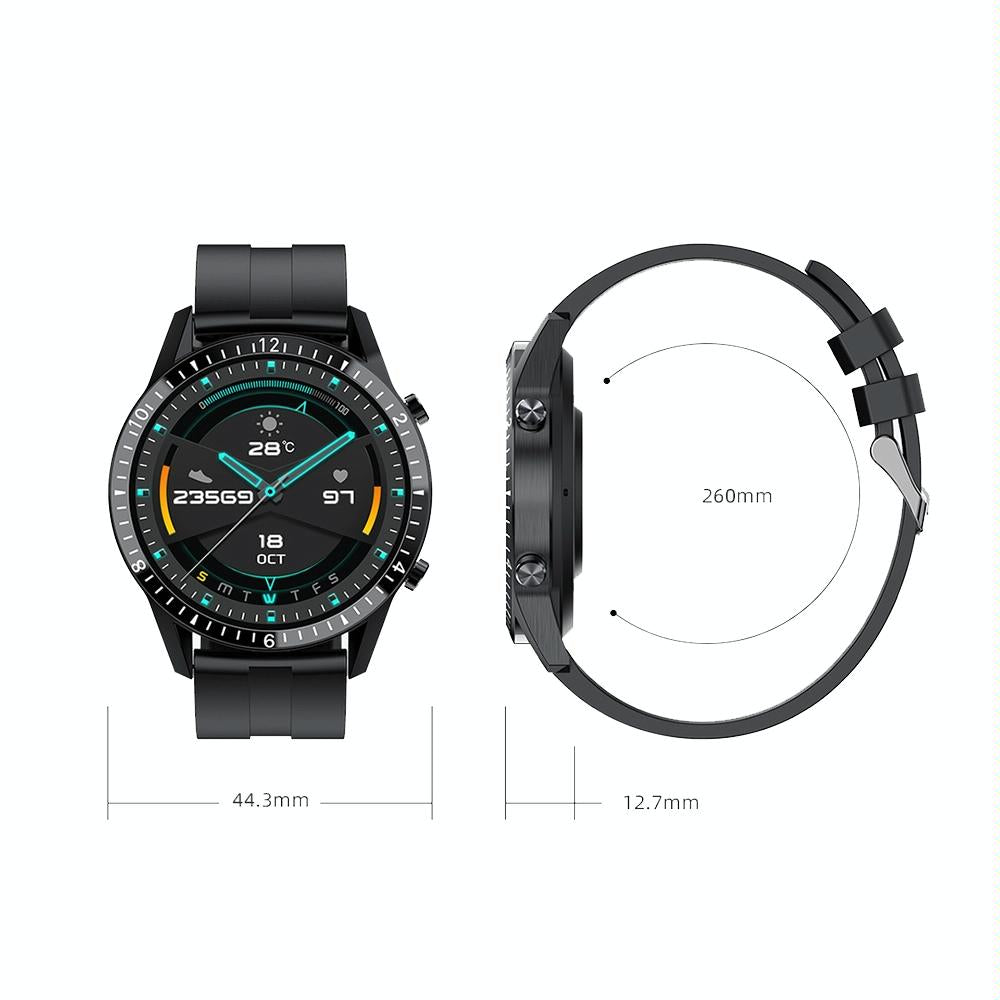 1.3 Inch Heart Rate / Blood Pressure / Blood Oxygen Monitoring Watch - Black Steel