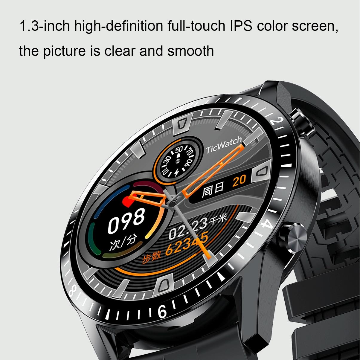 1.3 Inch Heart Rate / Blood Pressure / Blood Oxygen Monitoring Watch - Black Steel