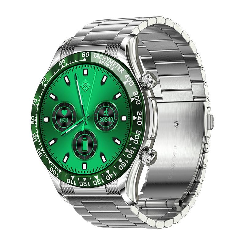 Smart Bluetooth Calling Watch With Nfc Function - Green Silver Steel